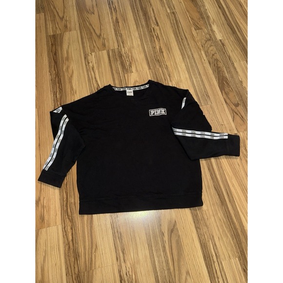 Victoria's Secret Tops - Victoria's Secret PINK Women's Sz M Medium Crewneck Sweatshirt Black White‎